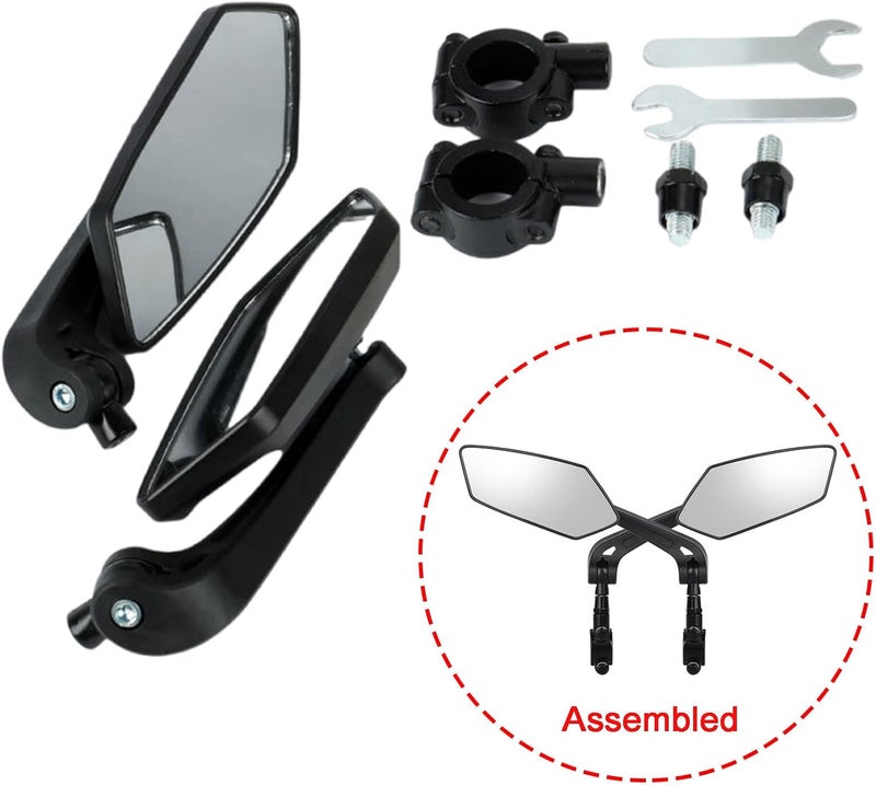 COTOUXKER Bike Mirror, Bicycle Mirrors of Handlebars Rotate Rearview Glass Lens, Safe Cycling Bike Rear View Mirror (Diamond) - Image 5